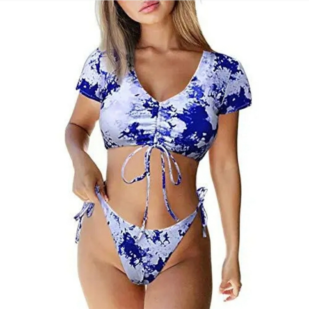 NWT Zaful Women's Swimsuit Tie Dye Cinched Sz L/8